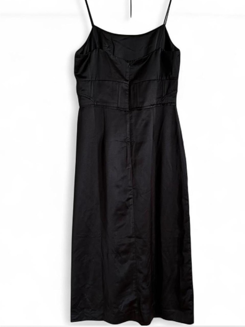 Jason Wu Black Satin Corset Midi Dress Quiet Luxury Cocktail Evening Large - Picture 2 of 8